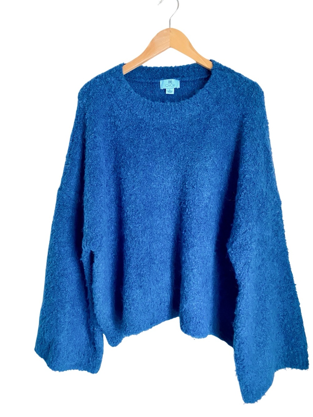 CeCe Chunky Fuzzy Knit Very Soft Blue Crew Neck Sweater XL